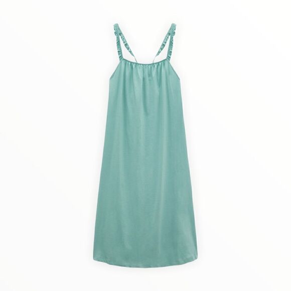 ZARA | Aquamarine | MIDI DRESS WITH TIE DETAIL - Picture 2 of 9